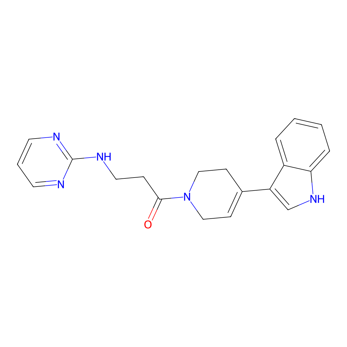 1-[4-(1H-indol-3-yl)-3,6-dihydro-1(2H)-pyridinyl]-3-(2-pyrimidinylamino)-1-propanone molecular structure, CAS 1435985-49-1