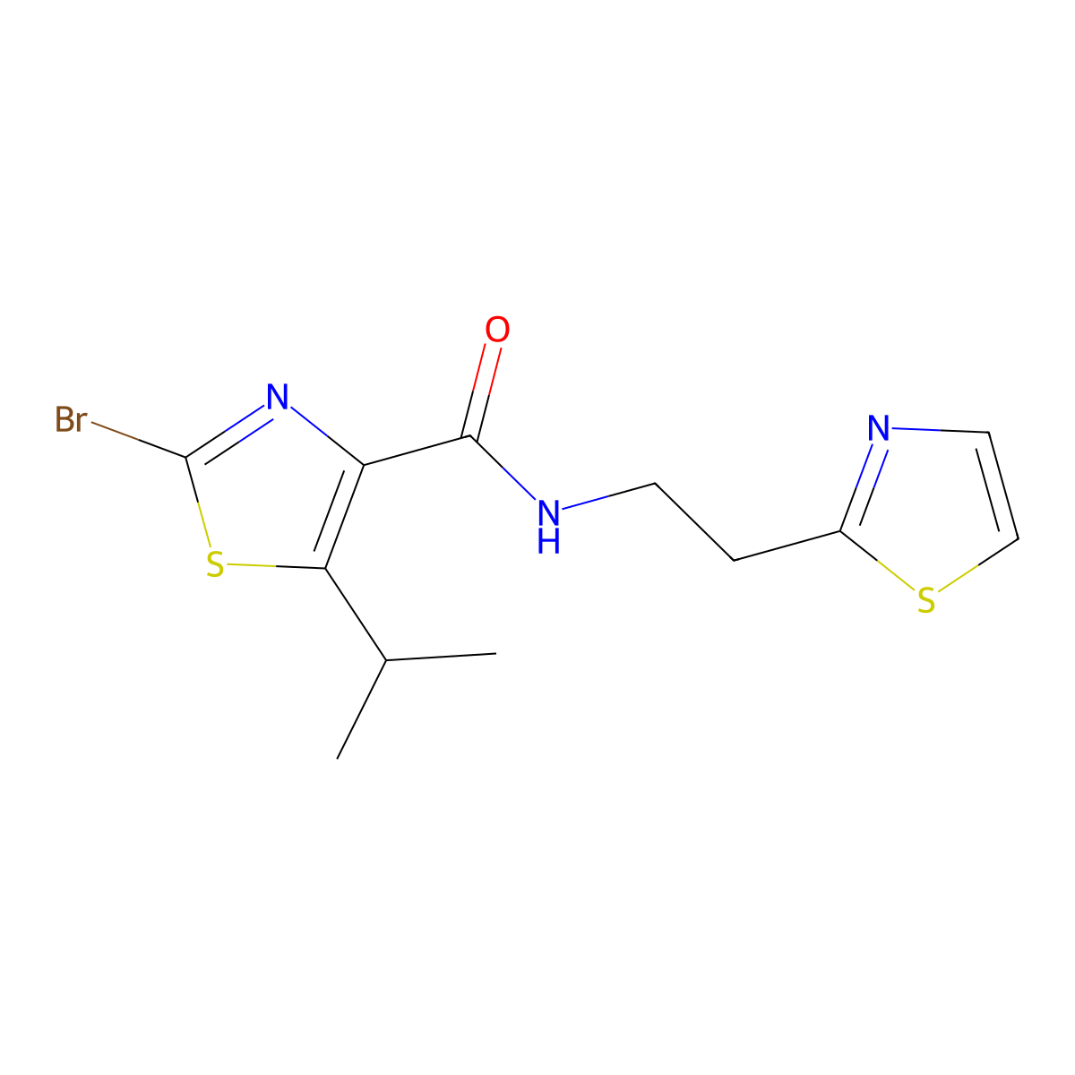 2-bromo-5-isopropyl-N-[2-(1,3-thiazol-2-yl)ethyl]-1,3-thiazole-4-carboxamide molecular structure, CAS 1435985-59-3