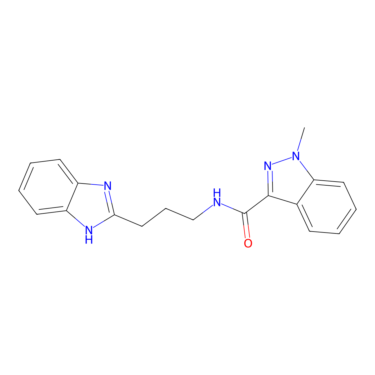 N-[3-(1H-benzimidazol-2-yl)propyl]-1-methyl-1H-indazole-3-carboxamide molecular structure, CAS 1435985-61-7