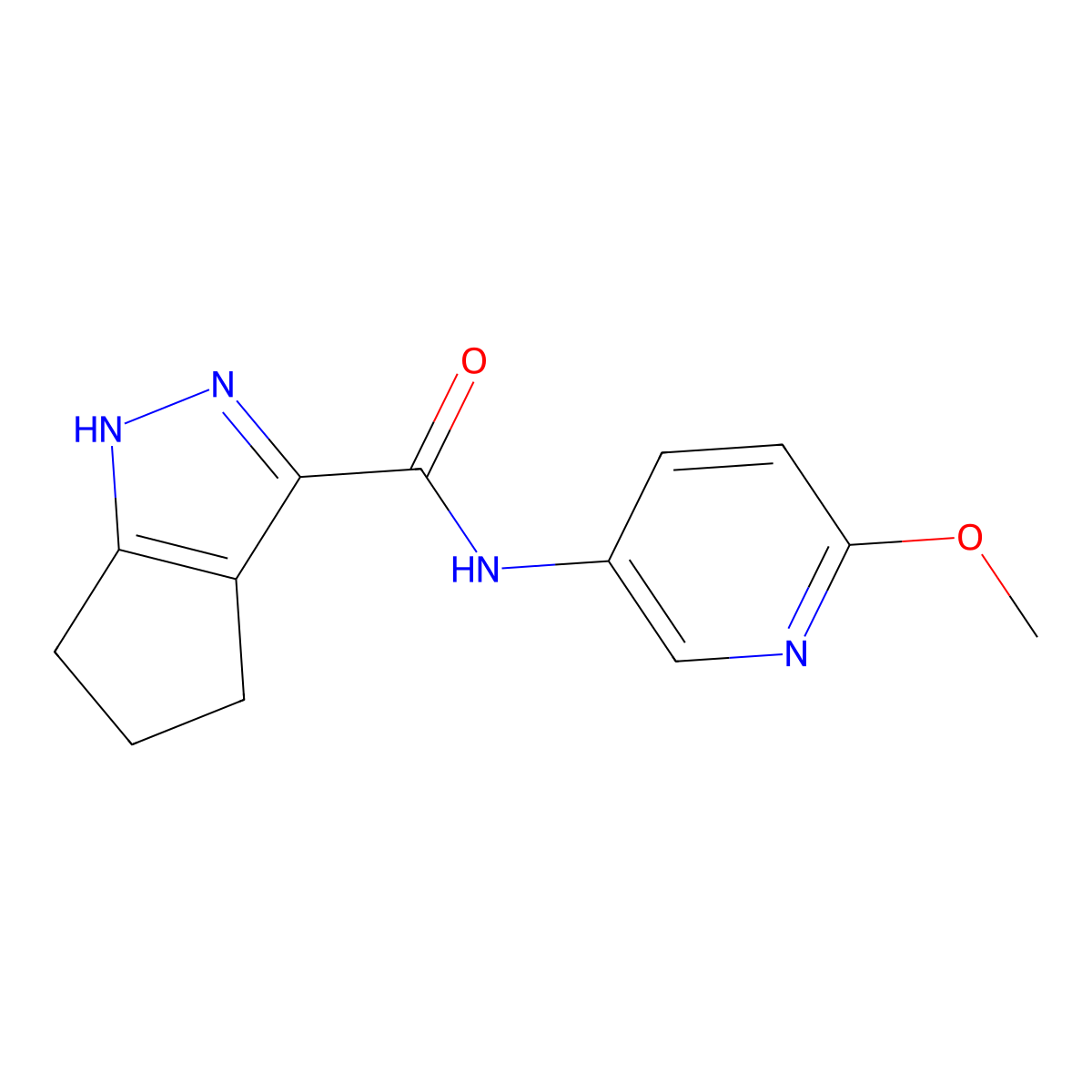 N-(6-methoxypyridin-3-yl)-2,4,5,6-tetrahydrocyclopenta[c]pyrazole-3-carboxamide molecular structure, CAS 1435985-62-8