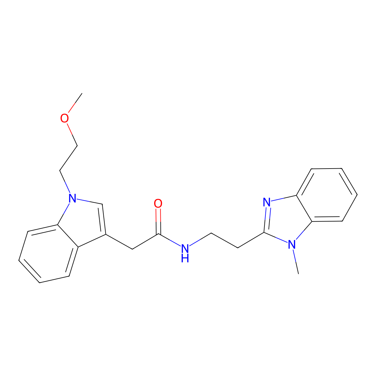 2-[1-(2-methoxyethyl)-1H-indol-3-yl]-N-[2-(1-methyl-1H-benzimidazol-2-yl)ethyl]acetamide molecular structure, CAS 1435985-65-1