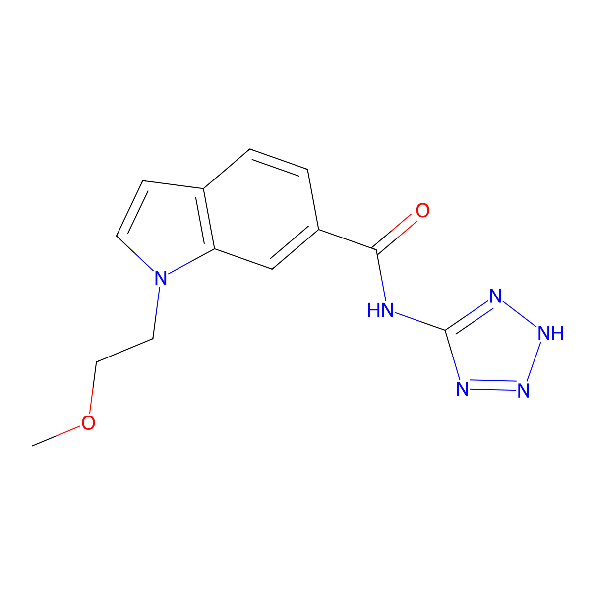 1-(2-methoxyethyl)-N-(2H-tetrazol-5-yl)-1H-indole-6-carboxamide molecular structure, CAS 1435985-66-2