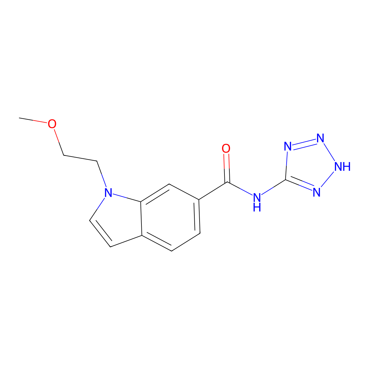 1-(2-methoxyethyl)-N-(2H-tetrazol-5-yl)-1H-indole-6-carboxamide molecular structure, CAS 1435985-66-2