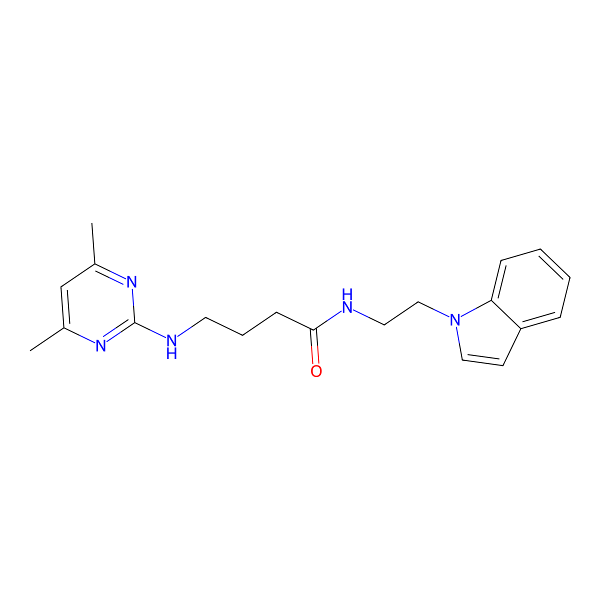 4-[(4,6-dimethyl-2-pyrimidinyl)amino]-N-[2-(1H-indol-1-yl)ethyl]butanamide molecular structure, CAS 1435985-74-2