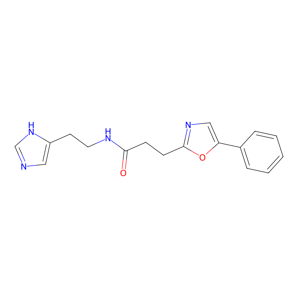 N-[2-(1H-imidazol-4-yl)ethyl]-3-(5-phenyl-1,3-oxazol-2-yl)propanamide molecular structure, CAS 1435985-75-3
