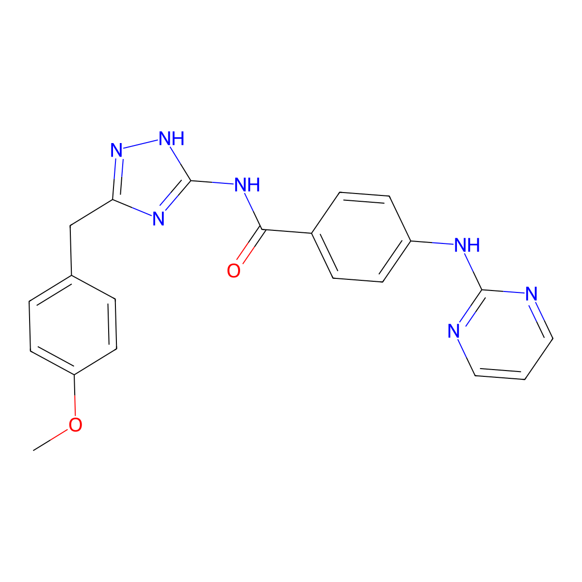 N-[3-(4-methoxybenzyl)-1H-1,2,4-triazol-5-yl]-4-(pyrimidin-2-ylamino)benzamide molecular structure, CAS 1435985-76-4