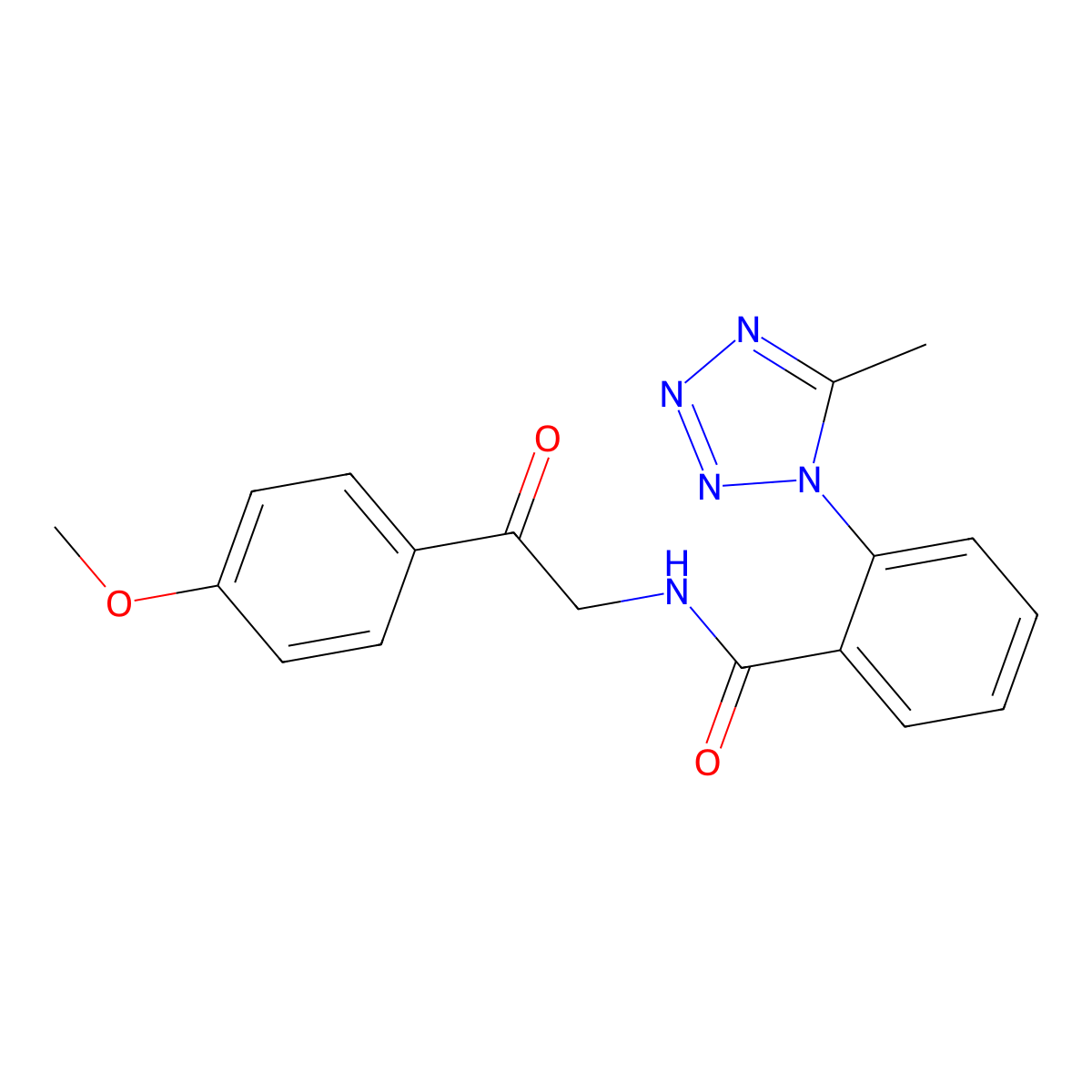 N-[2-(4-methoxyphenyl)-2-oxoethyl]-2-(5-methyl-1H-tetrazol-1-yl)benzamide molecular structure, CAS 1435986-22-3