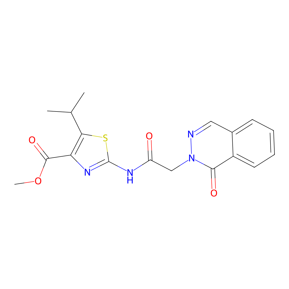 methyl 2-{[(1-oxophthalazin-2(1H)-yl)acetyl]amino}-5-(propan-2-yl)-1,3-thiazole-4-carboxylate molecular structure, CAS 1435986-37-0