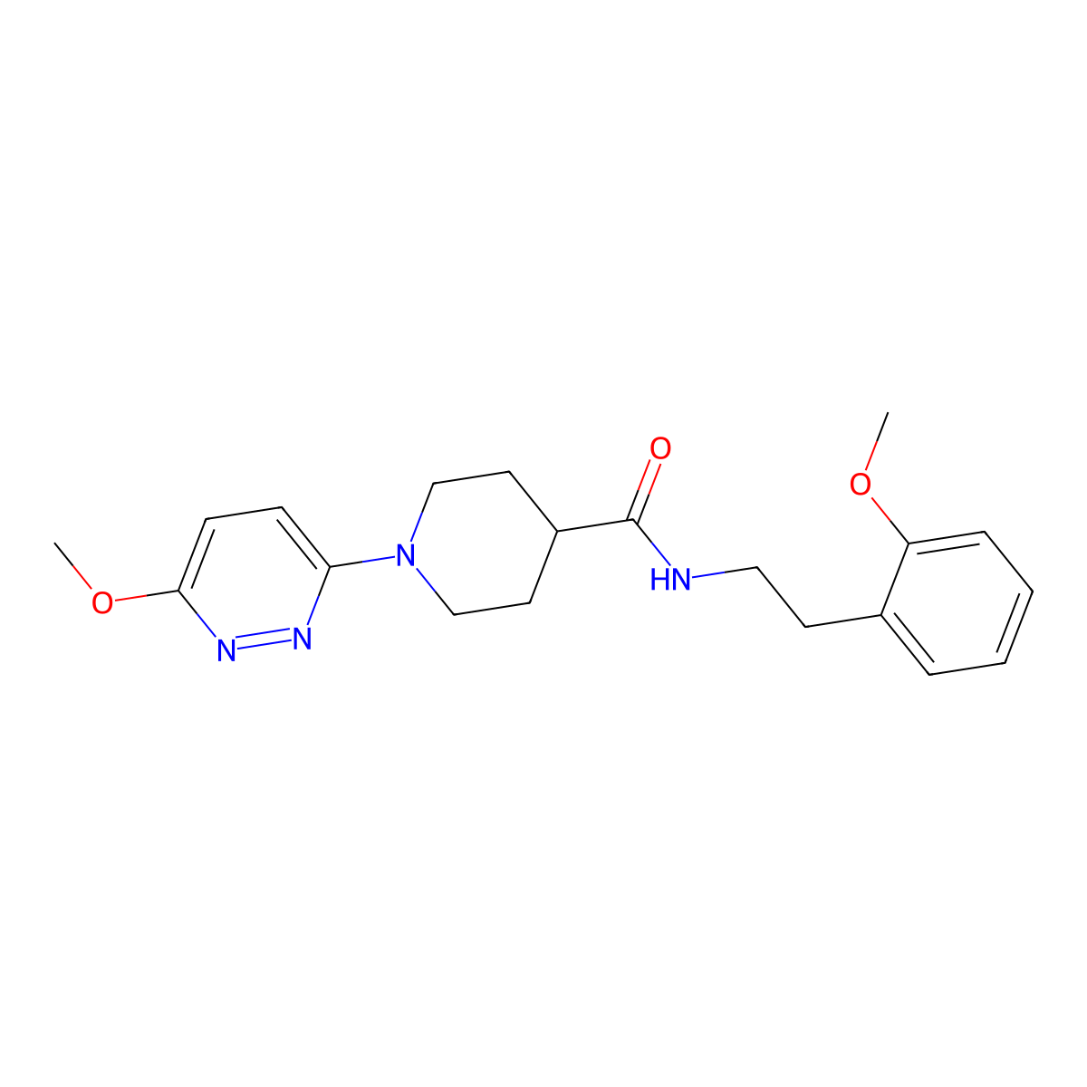 N-(2-methoxyphenethyl)-1-(6-methoxypyridazin-3-yl)piperidine-4-carboxamide molecular structure, CAS 1435986-39-2