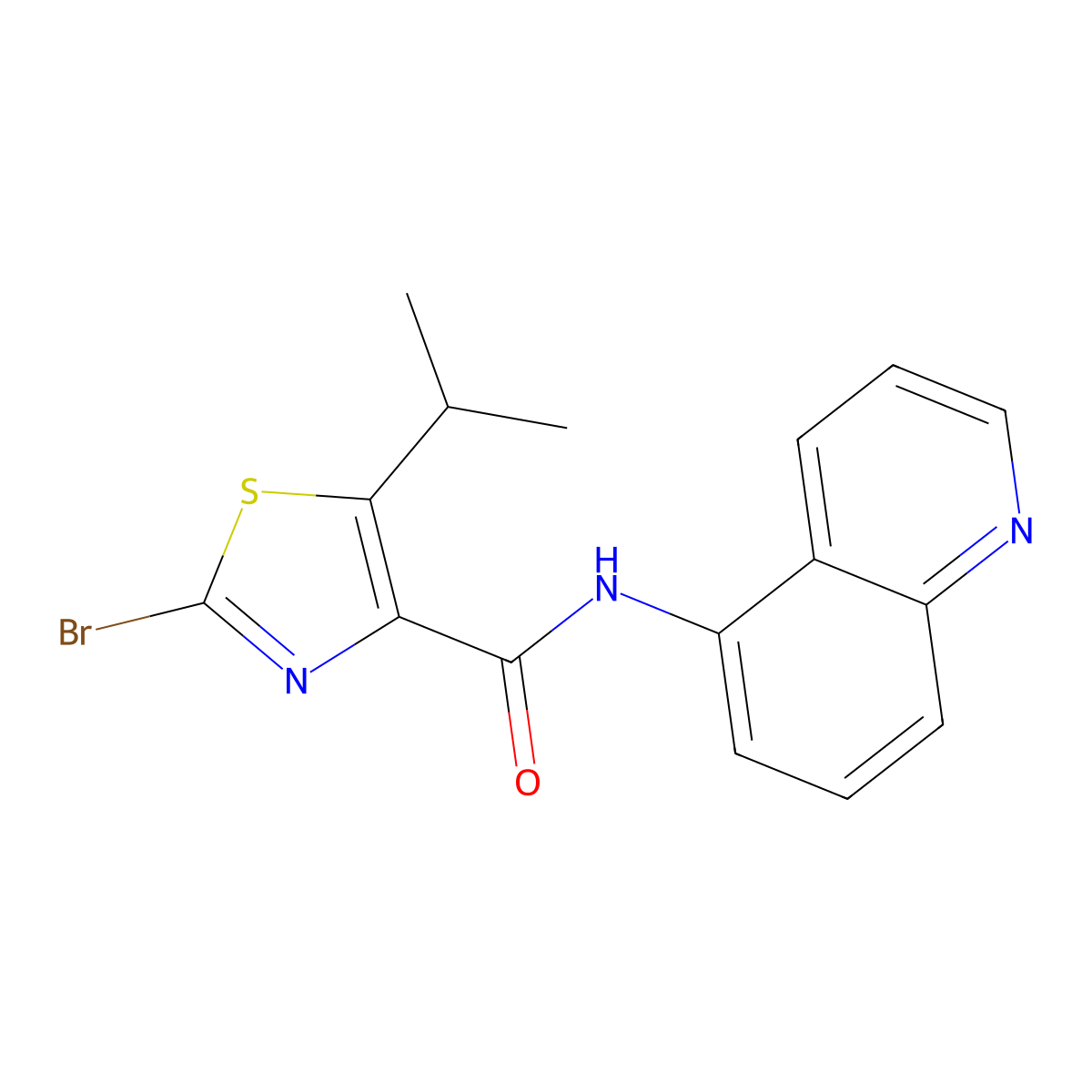 2-bromo-5-isopropyl-N-(5-quinolyl)-1,3-thiazole-4-carboxamide molecular structure, CAS 1435986-47-2