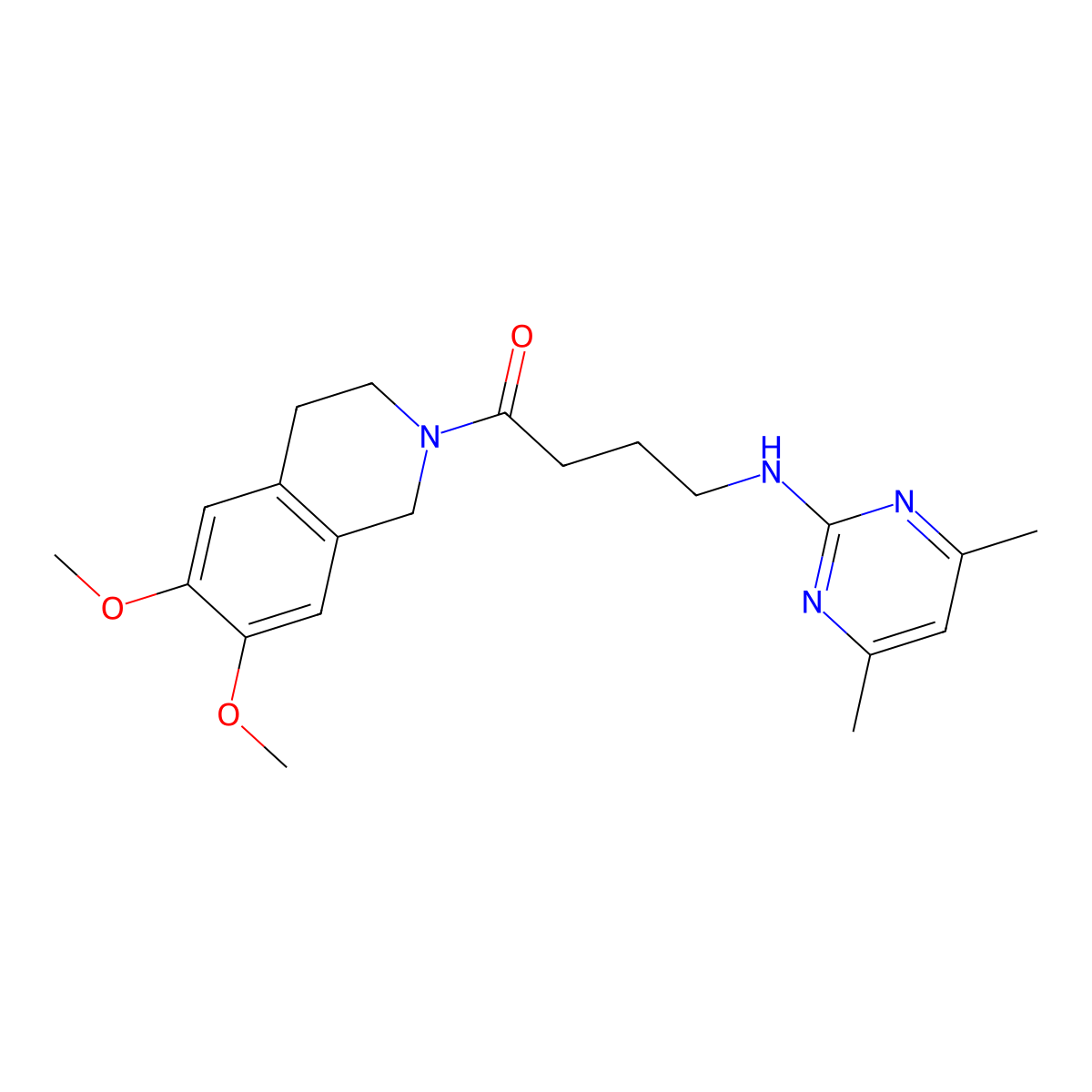 1-(6,7-dimethoxy-3,4-dihydroisoquinolin-2(1H)-yl)-4-((4,6-dimethylpyrimidin-2-yl)amino)butan-1-one molecular structure, CAS 1435986-53-0