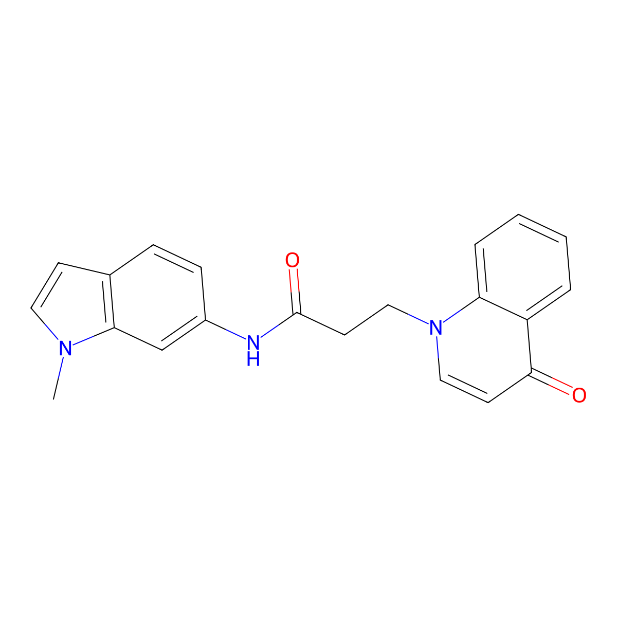 N-(1-methyl-1H-indol-6-yl)-3-(4-oxoquinolin-1(4H)-yl)propanamide molecular structure, CAS 1435986-64-3