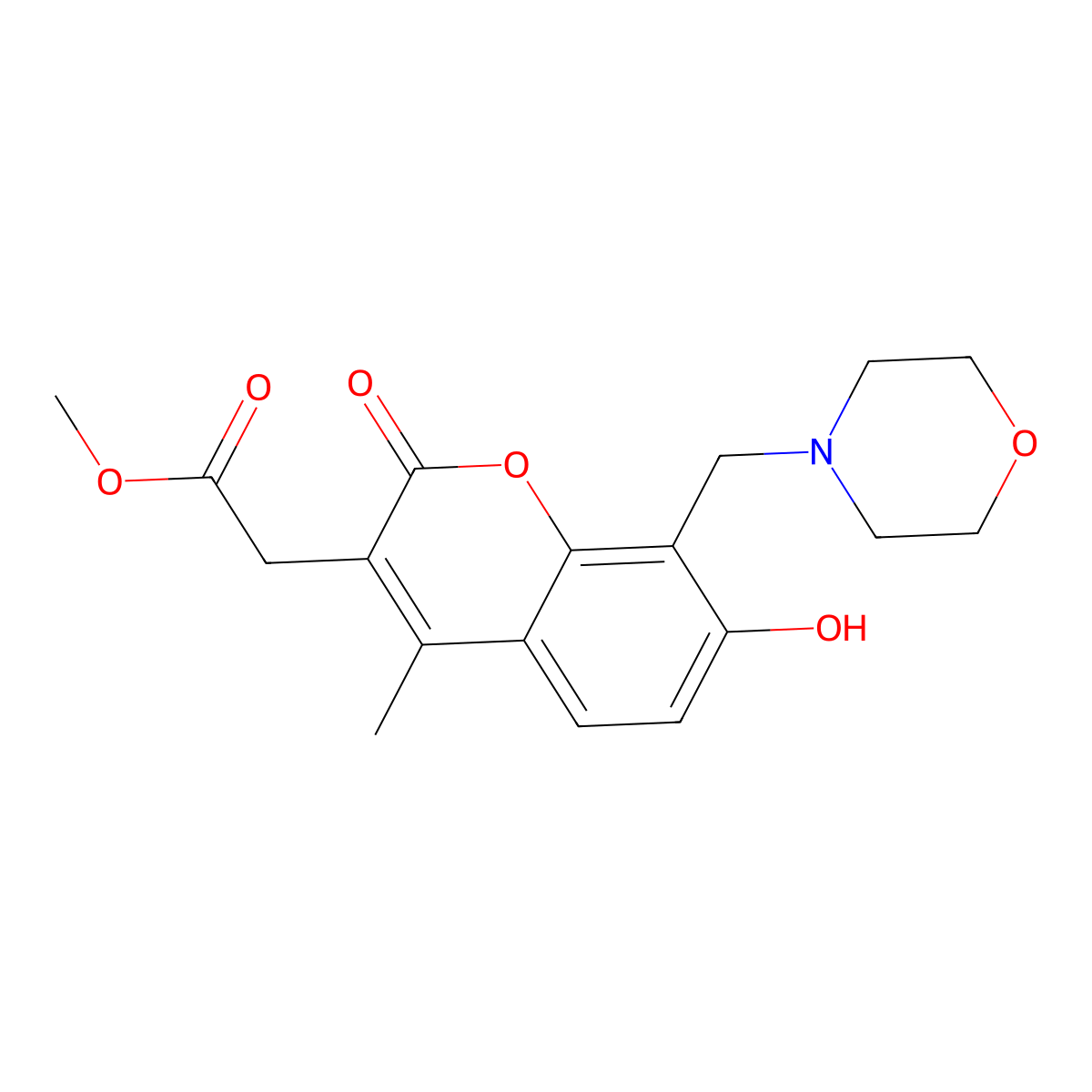 methyl [7-hydroxy-4-methyl-8-(morpholin-4-ylmethyl)-2-oxo-2H-chromen-3-yl]acetate molecular structure, CAS 1435986-67-6