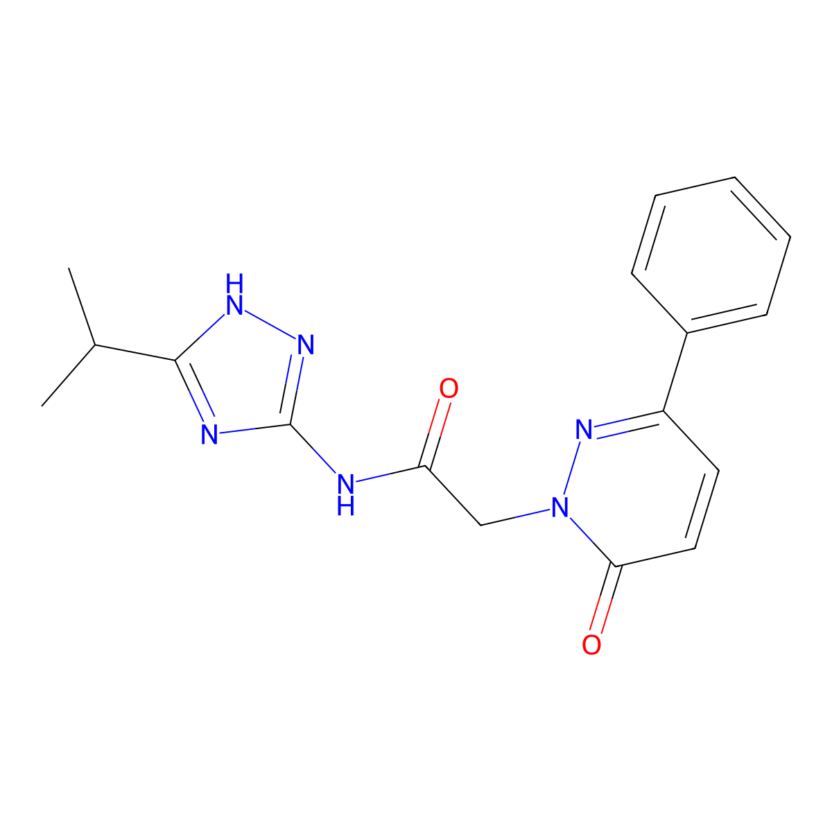 2-(6-oxo-3-phenylpyridazin-1(6H)-yl)-N-[3-(propan-2-yl)-1H-1,2,4-triazol-5-yl]acetamide molecular structure, CAS 1435986-77-8