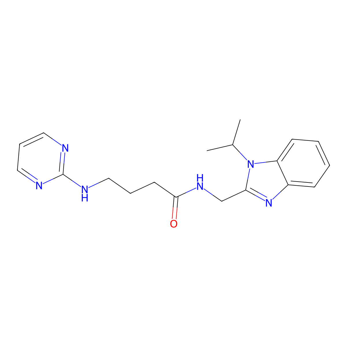 N-[(1-isopropyl-1H-1,3-benzimidazol-2-yl)methyl]-4-(2-pyrimidinylamino)butanamide molecular structure, CAS 1435986-87-0