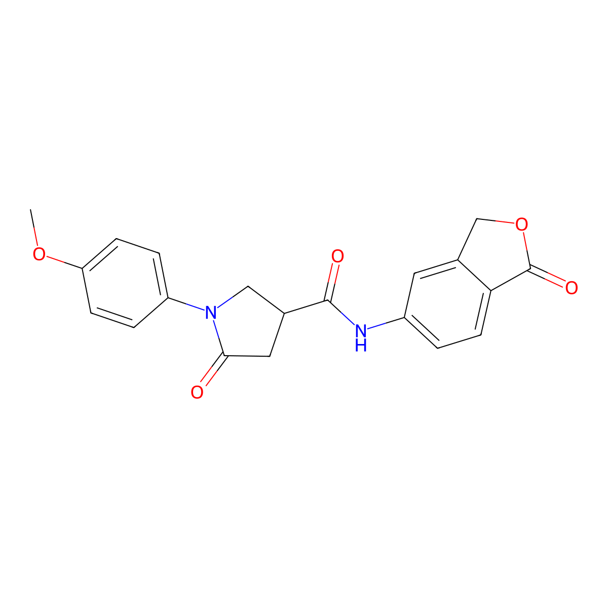 1-(4-methoxyphenyl)-5-oxo-N-(1-oxo-1,3-dihydro-2-benzofuran-5-yl)pyrrolidine-3-carboxamide molecular structure, CAS 1435986-90-5