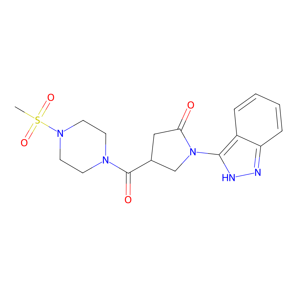 1-(2H-indazol-3-yl)-4-{[4-(methylsulfonyl)piperazin-1-yl]carbonyl}pyrrolidin-2-one molecular structure, CAS 1435986-95-0