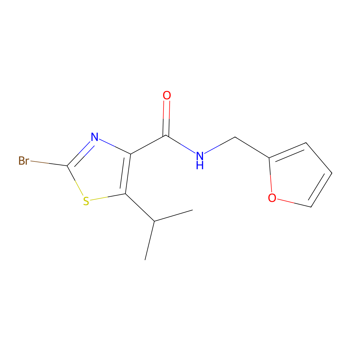 2-bromo-N-(2-furylmethyl)-5-isopropyl-1,3-thiazole-4-carboxamide molecular structure, CAS 1435987-07-7