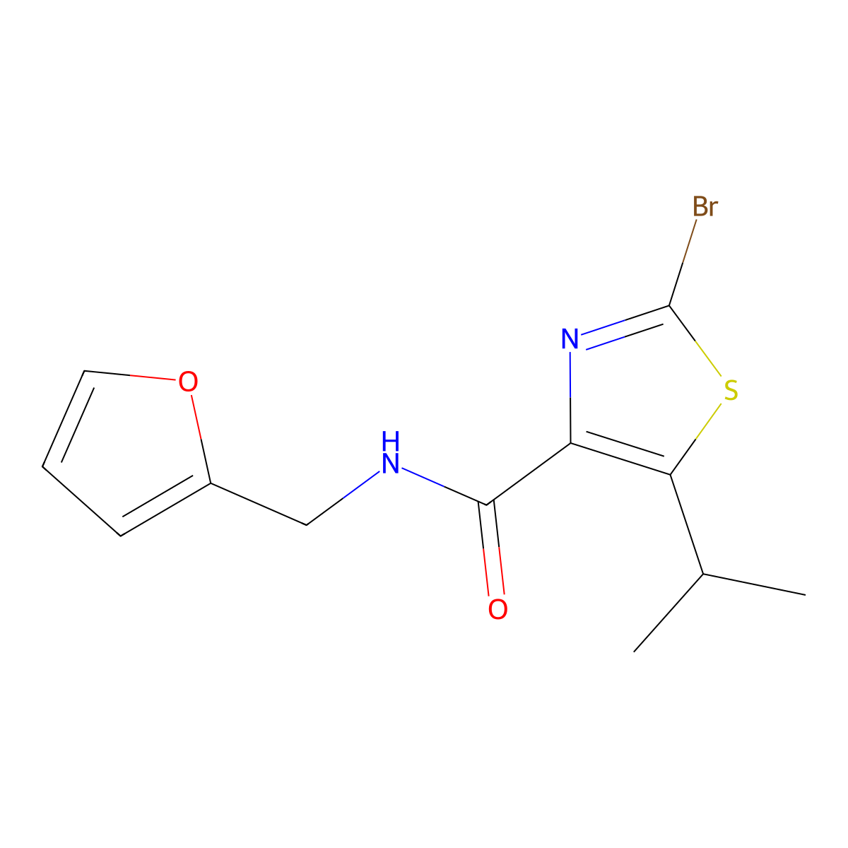2-bromo-N-(2-furylmethyl)-5-isopropyl-1,3-thiazole-4-carboxamide molecular structure, CAS 1435987-07-7