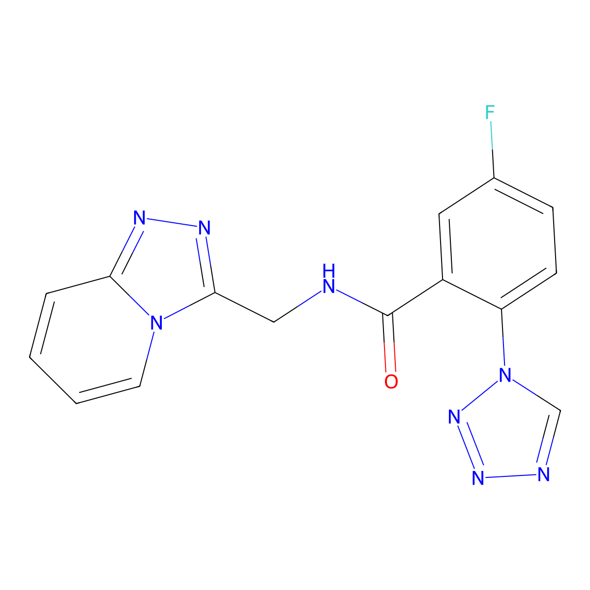 5-fluoro-2-(1H-tetrazol-1-yl)-N-([1,2,4]triazolo[4,3-a]pyridin-3-ylmethyl)benzamide molecular structure, CAS 1435987-20-4