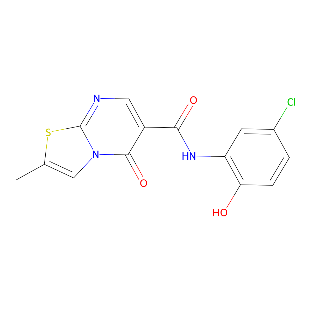 N-(5-chloro-2-hydroxyphenyl)-2-methyl-5-oxo-5H-[1,3]thiazolo[3,2-a]pyrimidine-6-carboxamide molecular structure, CAS 1435987-51-1