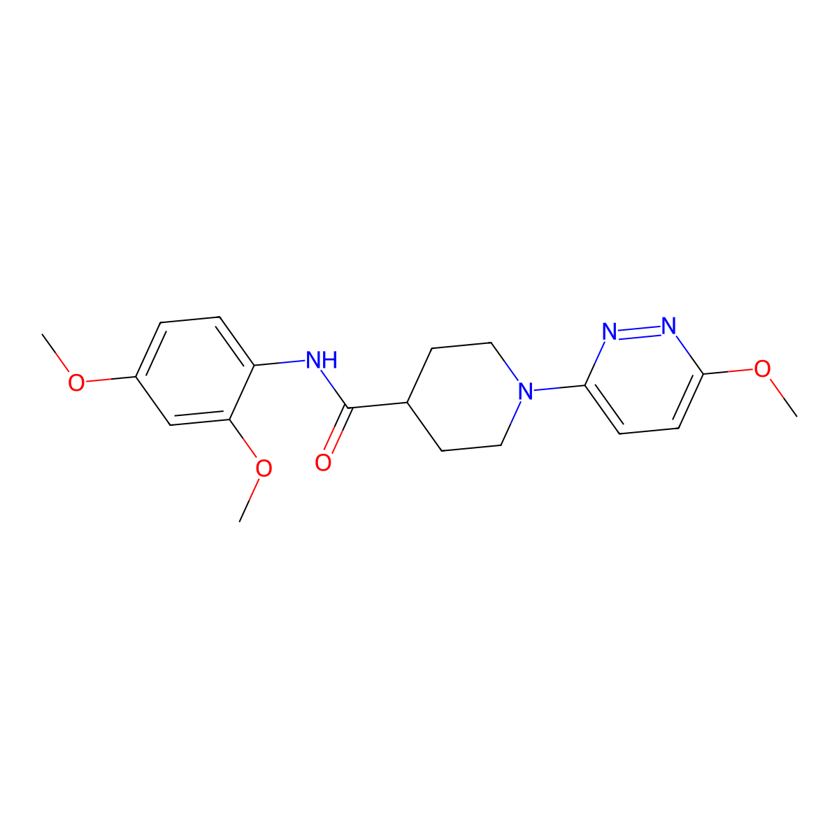 N-(2,4-dimethoxyphenyl)-1-(6-methoxypyridazin-3-yl)piperidine-4-carboxamide molecular structure, CAS 1435987-56-6
