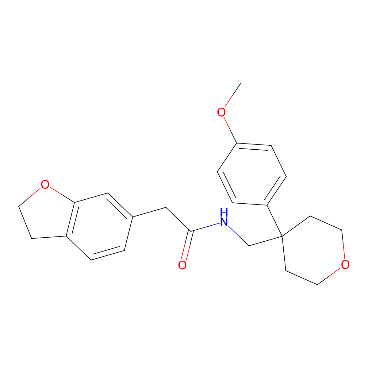 2-(2,3-dihydro-1-benzofuran-6-yl)-N-{[4-(4-methoxyphenyl)tetrahydro-2H-pyran-4-yl]methyl}acetamide molecular structure, CAS 1435987-75-9