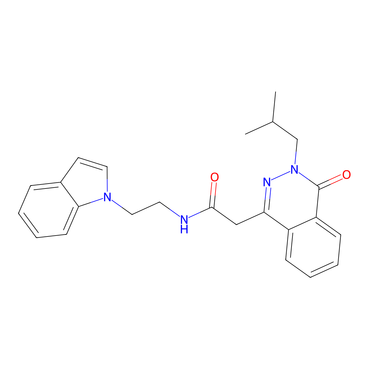 N-[2-(1H-indol-1-yl)ethyl]-2-[3-(2-methylpropyl)-4-oxo-3,4-dihydrophthalazin-1-yl]acetamide molecular structure, CAS 1435987-81-7