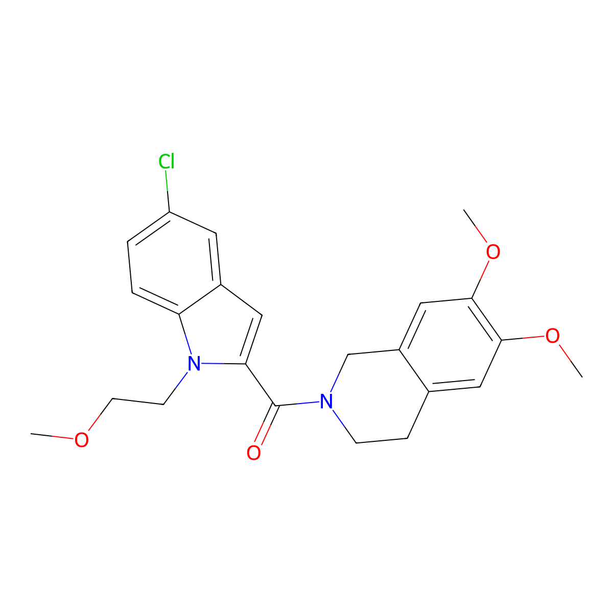 [5-chloro-1-(2-methoxyethyl)-1H-indol-2-yl](6,7-dimethoxy-3,4-dihydroisoquinolin-2(1H)-yl)methanone molecular structure, CAS 1435988-05-8