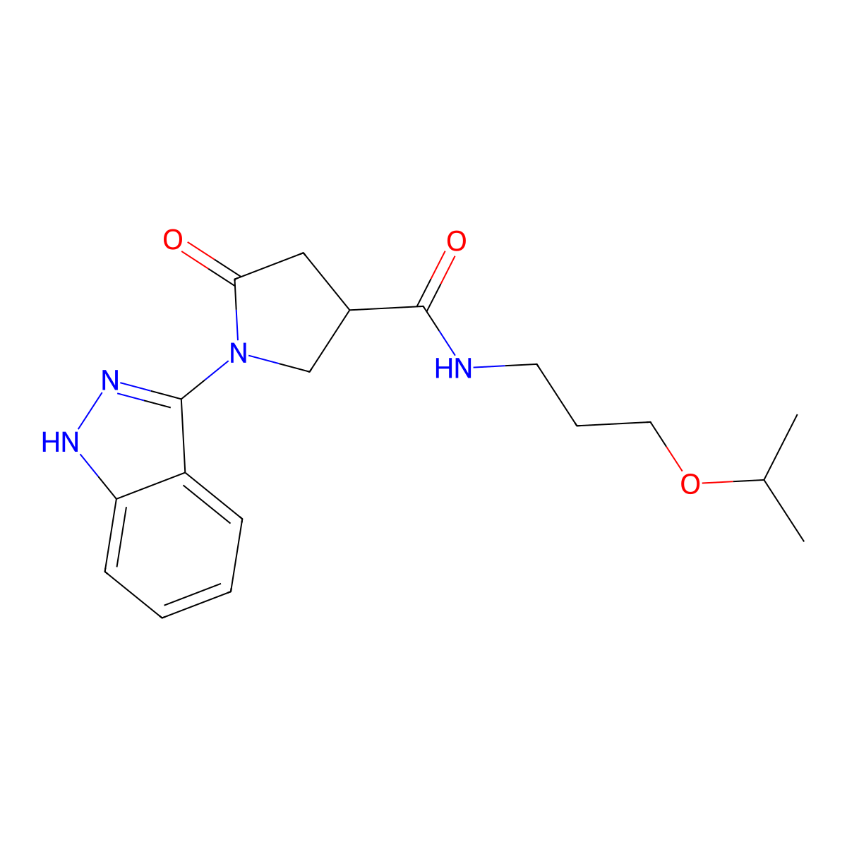 1-(1H-indazol-3-yl)-N-(3-isopropoxypropyl)-5-oxo-3-pyrrolidinecarboxamide molecular structure, CAS 1435988-40-1
