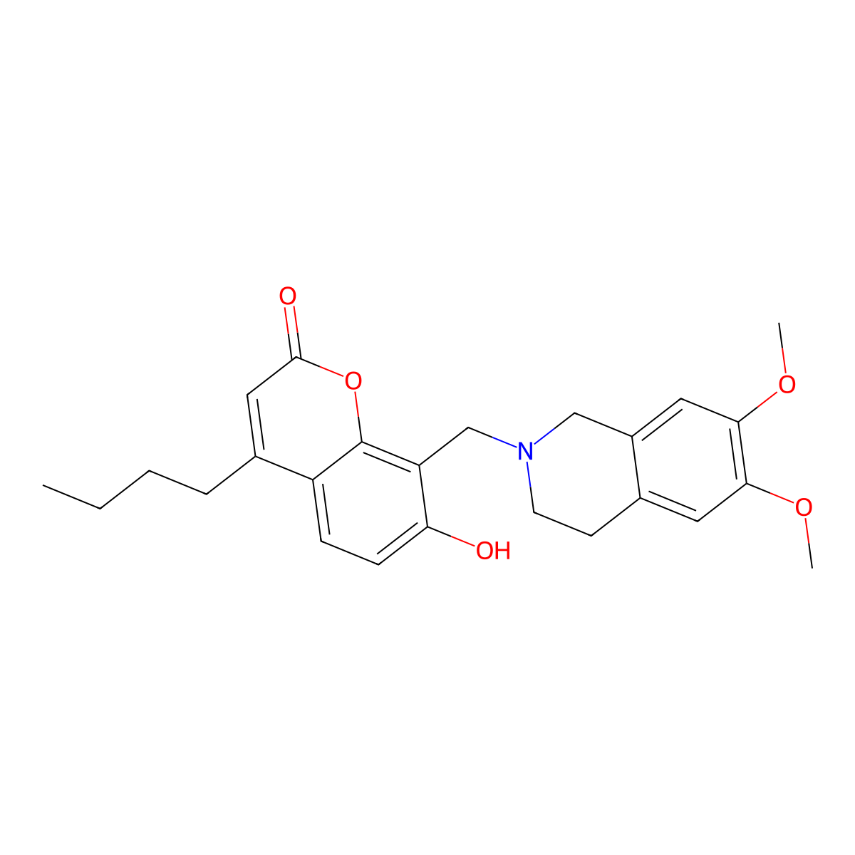 4-butyl-8-[(6,7-dimethoxy-3,4-dihydroisoquinolin-2(1H)-yl)methyl]-7-hydroxy-2H-chromen-2-one molecular structure, CAS 1435988-74-1