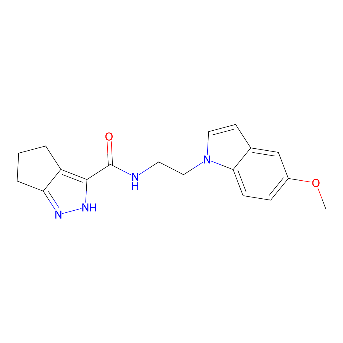 N-[2-(5-methoxy-1H-indol-1-yl)ethyl]-2,4,5,6-tetrahydrocyclopenta[c]pyrazole-3-carboxamide molecular structure, CAS 1435988-80-9