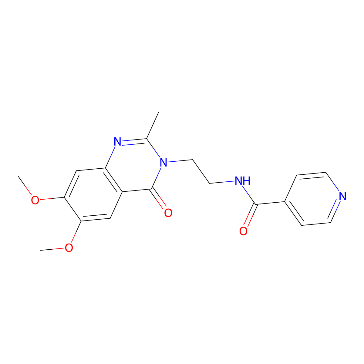N-[2-(6,7-dimethoxy-2-methyl-4-oxoquinazolin-3(4H)-yl)ethyl]pyridine-4-carboxamide molecular structure, CAS 1435989-11-9
