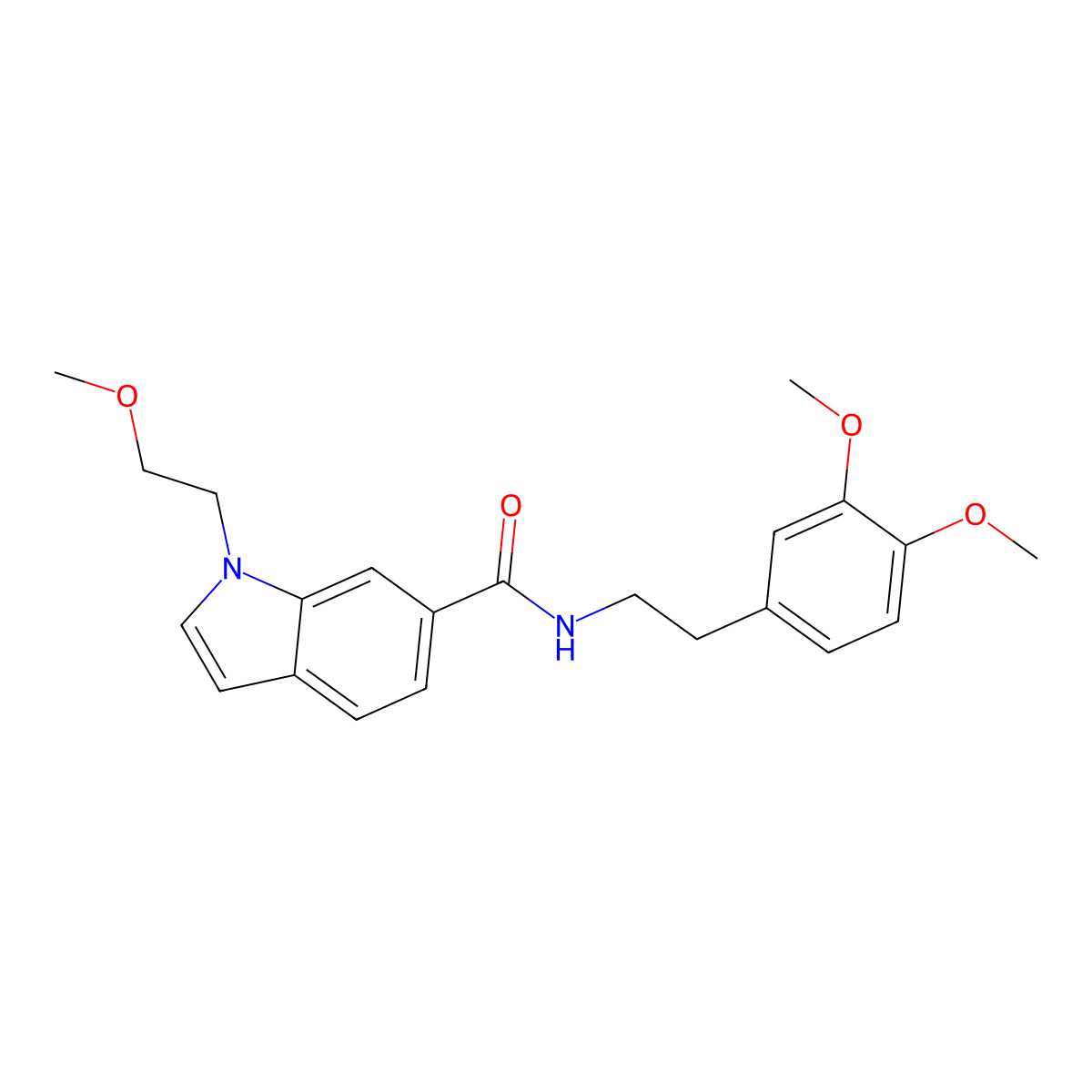N-(3,4-dimethoxyphenethyl)-1-(2-methoxyethyl)-1H-indole-6-carboxamide molecular structure, CAS 1435989-13-1