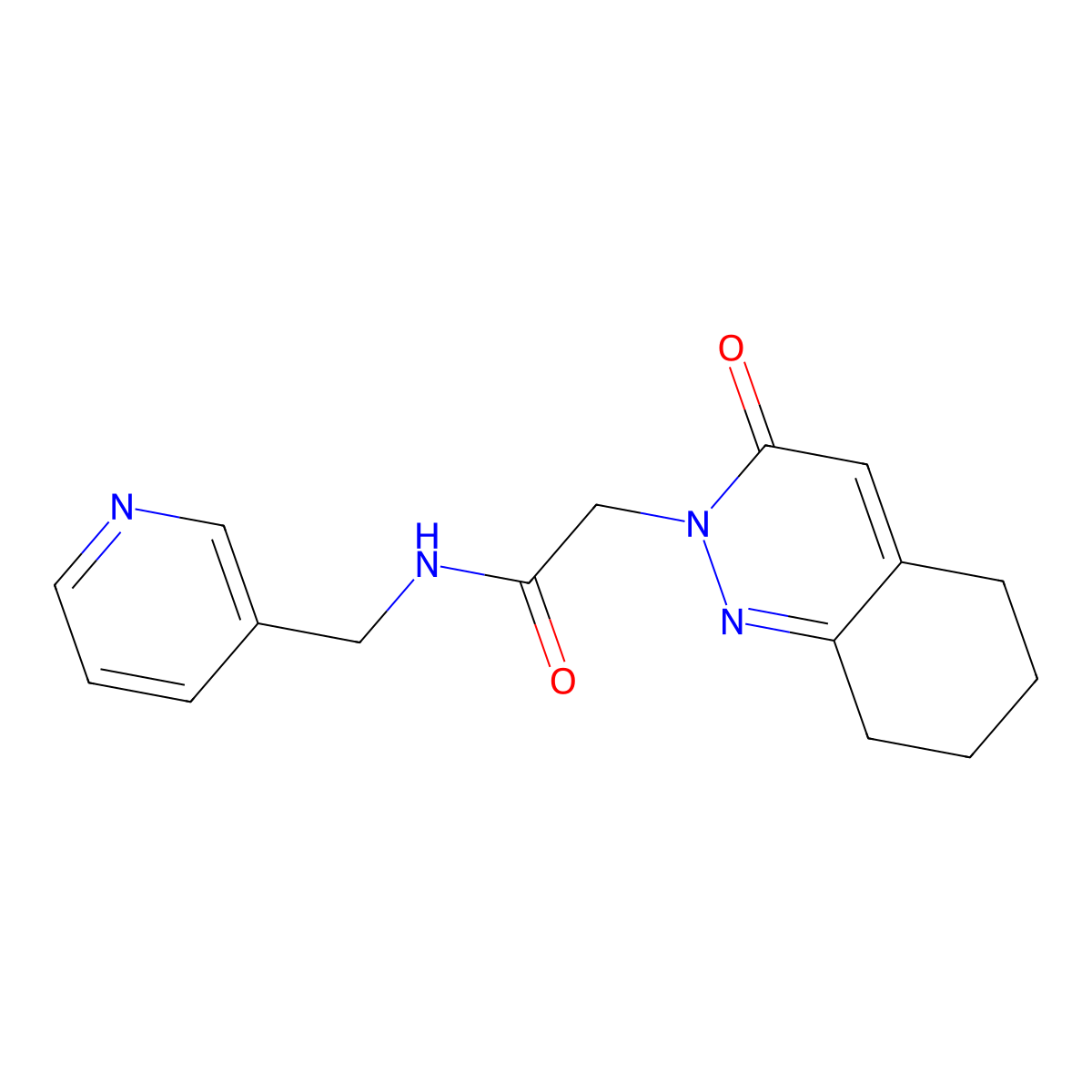 2-[3-oxo-5,6,7,8-tetrahydro-2(3H)-cinnolinyl]-N-(3-pyridylmethyl)acetamide molecular structure, CAS 1435989-19-7