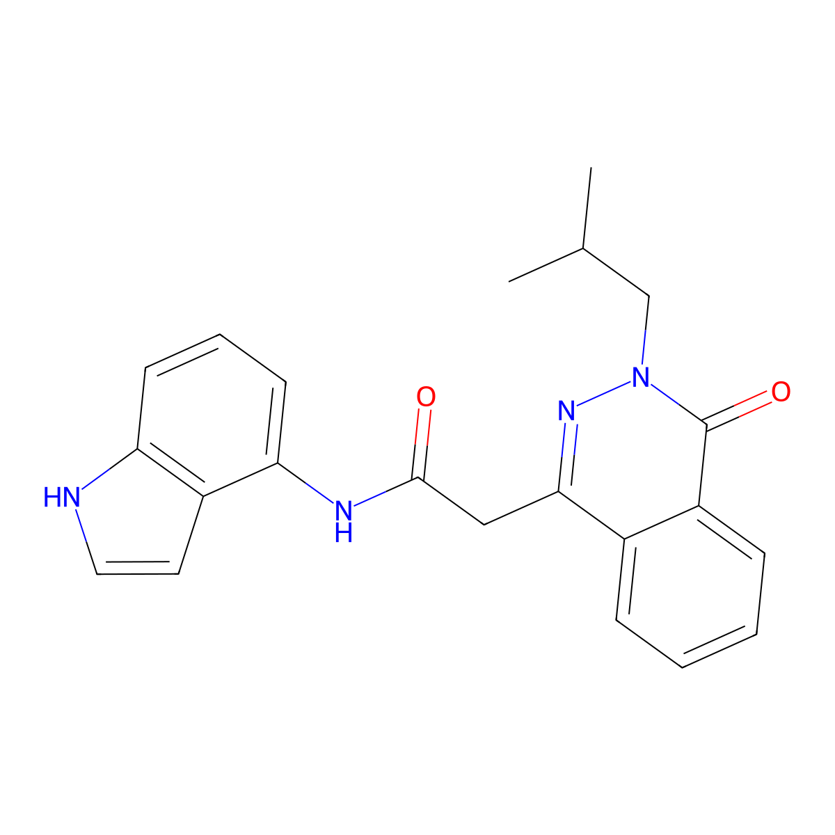 N-(1H-indol-4-yl)-2-[3-(2-methylpropyl)-4-oxo-3,4-dihydrophthalazin-1-yl]acetamide molecular structure, CAS 1435989-23-3