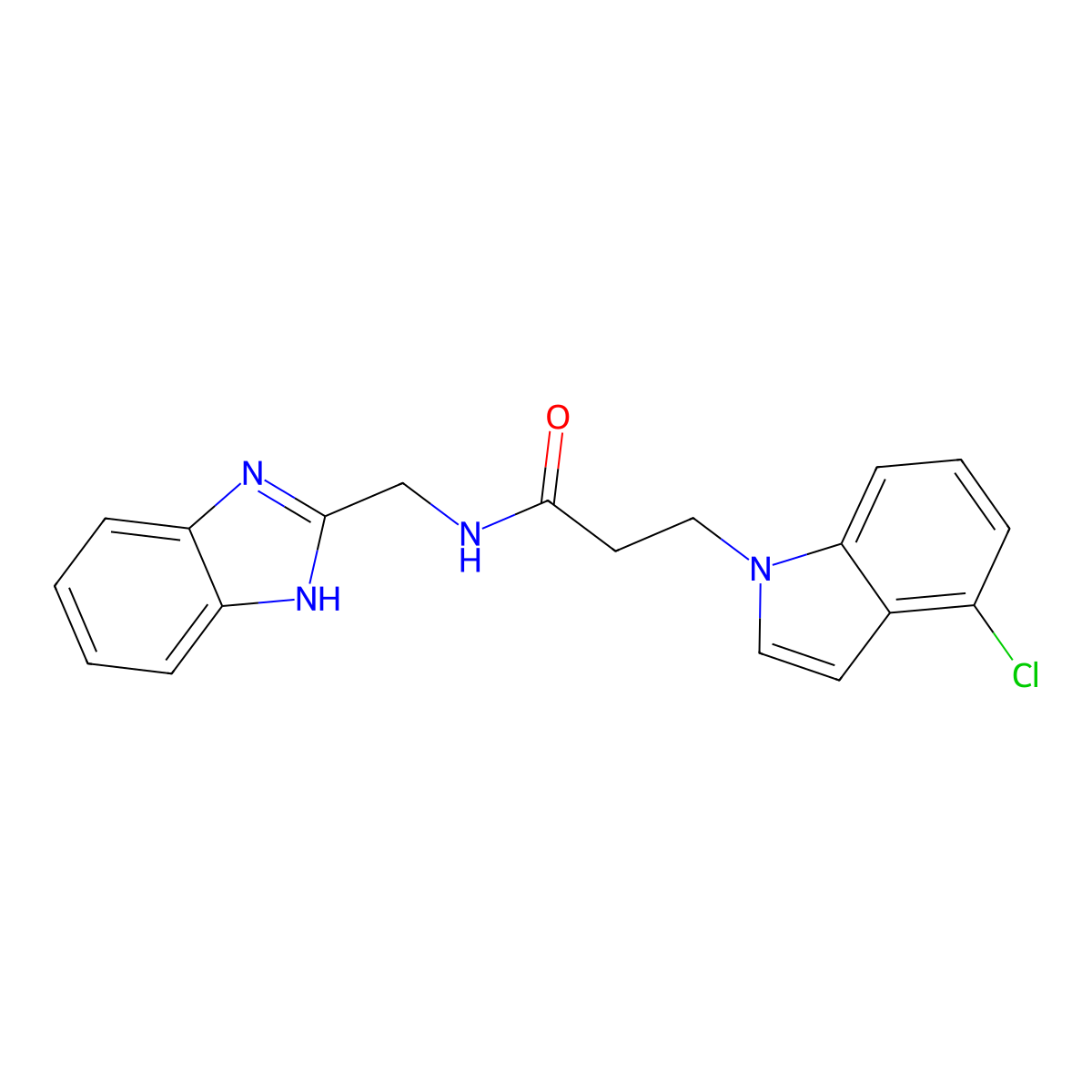 N-(1H-benzimidazol-2-ylmethyl)-3-(4-chloro-1H-indol-1-yl)propanamide molecular structure, CAS 1435989-26-6