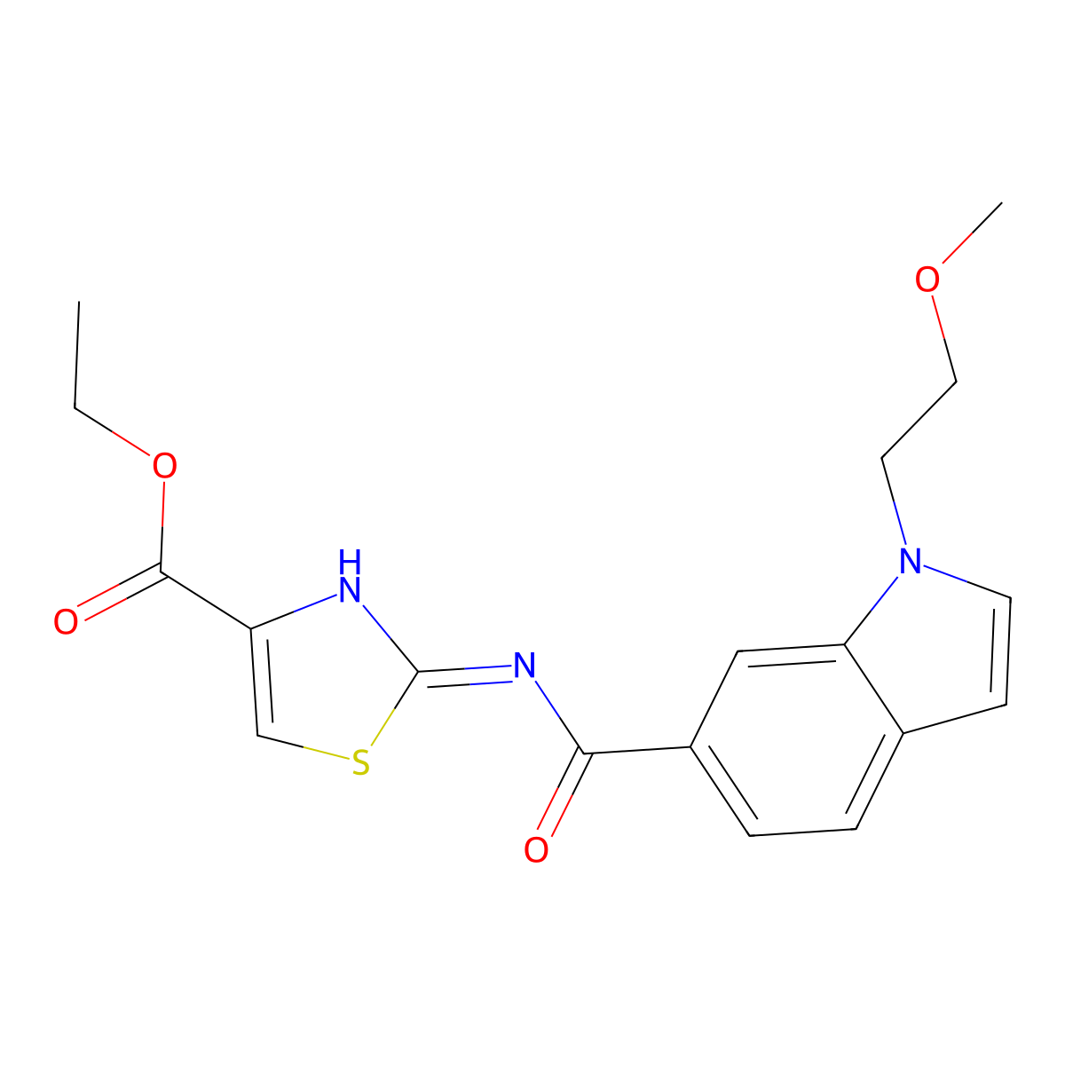 ethyl 2-({[1-(2-methoxyethyl)-1H-indol-6-yl]carbonyl}amino)-1,3-thiazole-4-carboxylate molecular structure, CAS 1435989-46-0