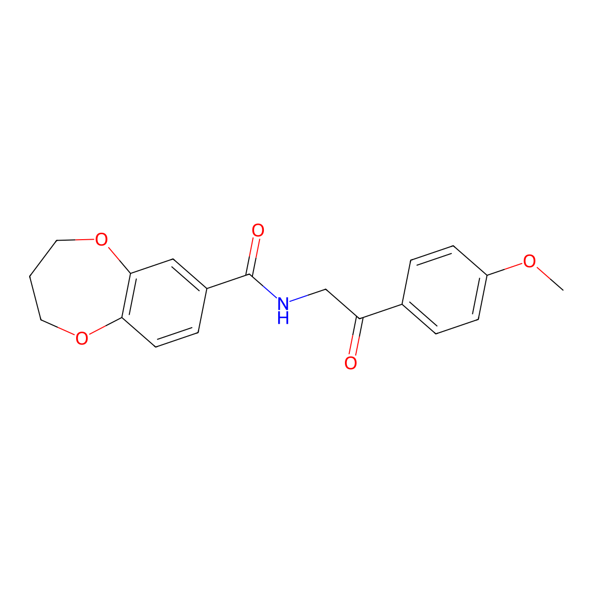N-[2-(4-methoxyphenyl)-2-oxoethyl]-3,4-dihydro-2H-1,5-benzodioxepine-7-carboxamide molecular structure, CAS 1435989-49-3