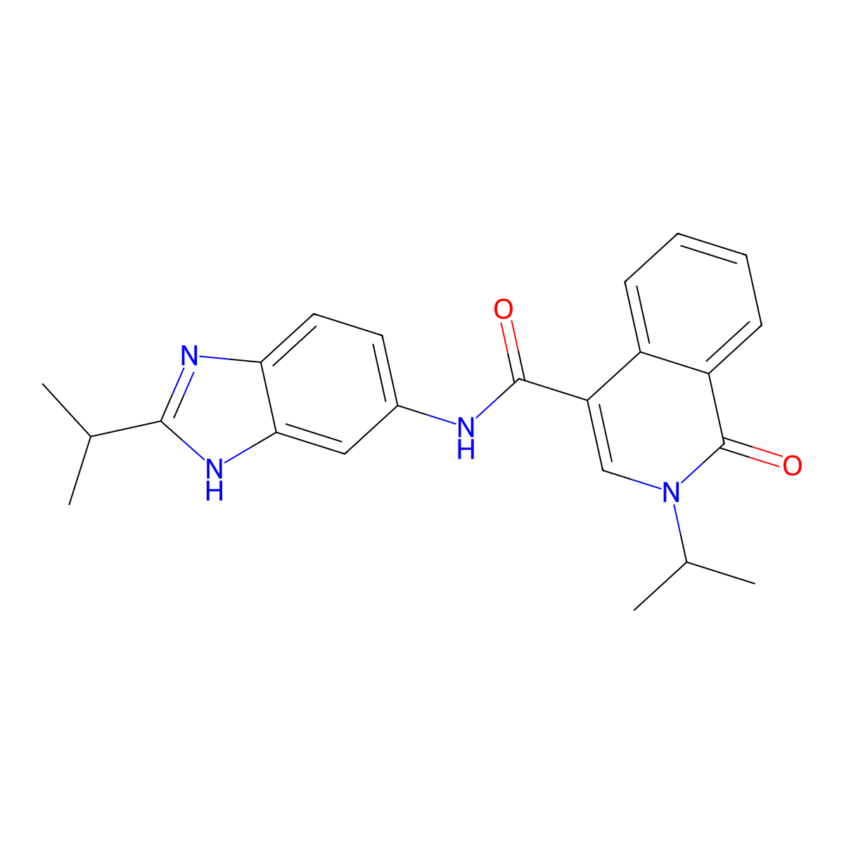 1-oxo-2-(propan-2-yl)-N-[2-(propan-2-yl)-1H-benzimidazol-6-yl]-1,2-dihydroisoquinoline-4-carboxamide molecular structure, CAS 1435989-58-4
