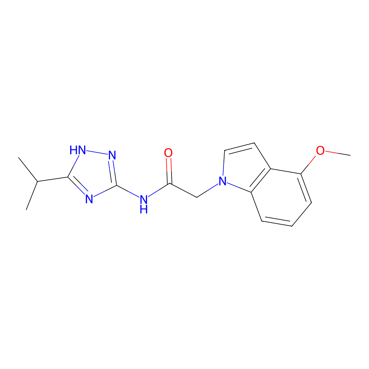 2-(4-methoxy-1H-indol-1-yl)-N-[3-(propan-2-yl)-1H-1,2,4-triazol-5-yl]acetamide molecular structure, CAS 1435989-66-4