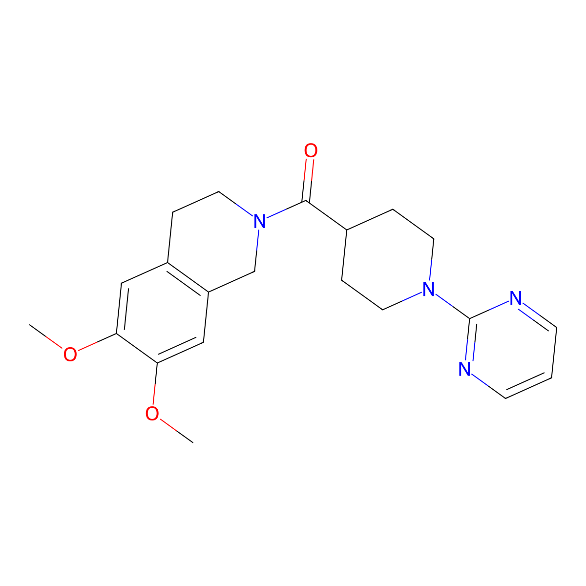 (6,7-dimethoxy-3,4-dihydroisoquinolin-2(1H)-yl)[1-(pyrimidin-2-yl)piperidin-4-yl]methanone molecular structure, CAS 1435989-70-0