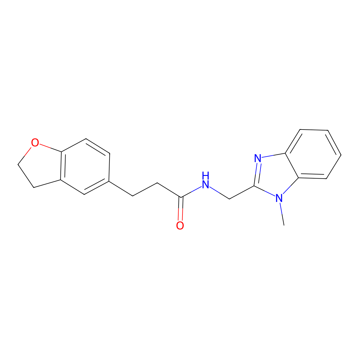 3-(2,3-dihydro-1-benzofuran-5-yl)-N-[(1-methyl-1H-1,3-benzimidazol-2-yl)methyl]propanamide molecular structure, CAS 1435989-78-8