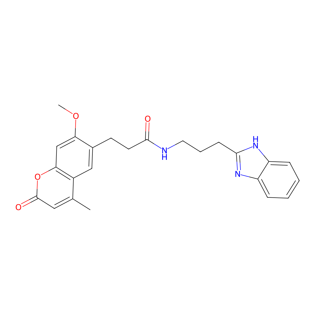 N-[3-(1H-benzimidazol-2-yl)propyl]-3-(7-methoxy-4-methyl-2-oxo-2H-chromen-6-yl)propanamide molecular structure, CAS 1435989-85-7