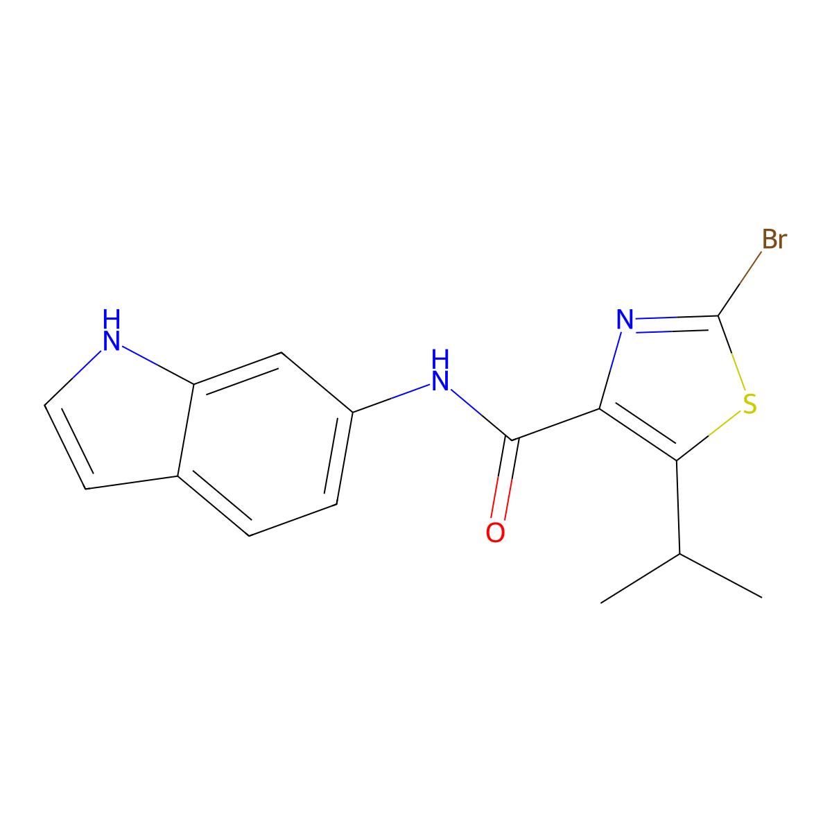 2-bromo-N-(1H-indol-6-yl)-5-isopropyl-1,3-thiazole-4-carboxamide molecular structure, CAS 1435989-93-7