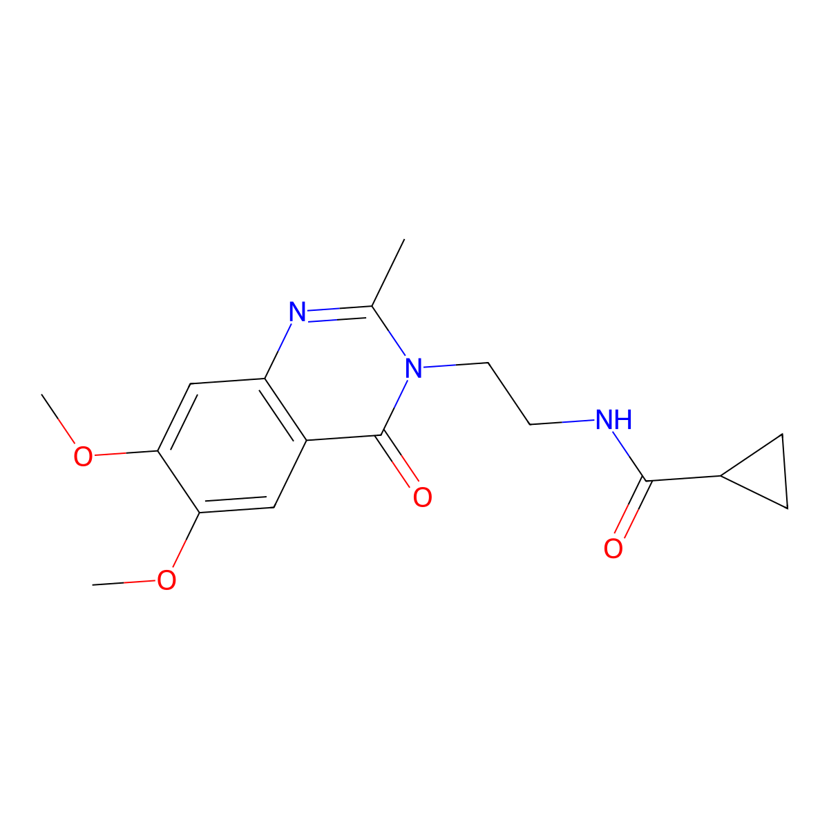 N-[2-(6,7-dimethoxy-2-methyl-4-oxoquinazolin-3(4H)-yl)ethyl]cyclopropanecarboxamide molecular structure, CAS 1435989-97-1