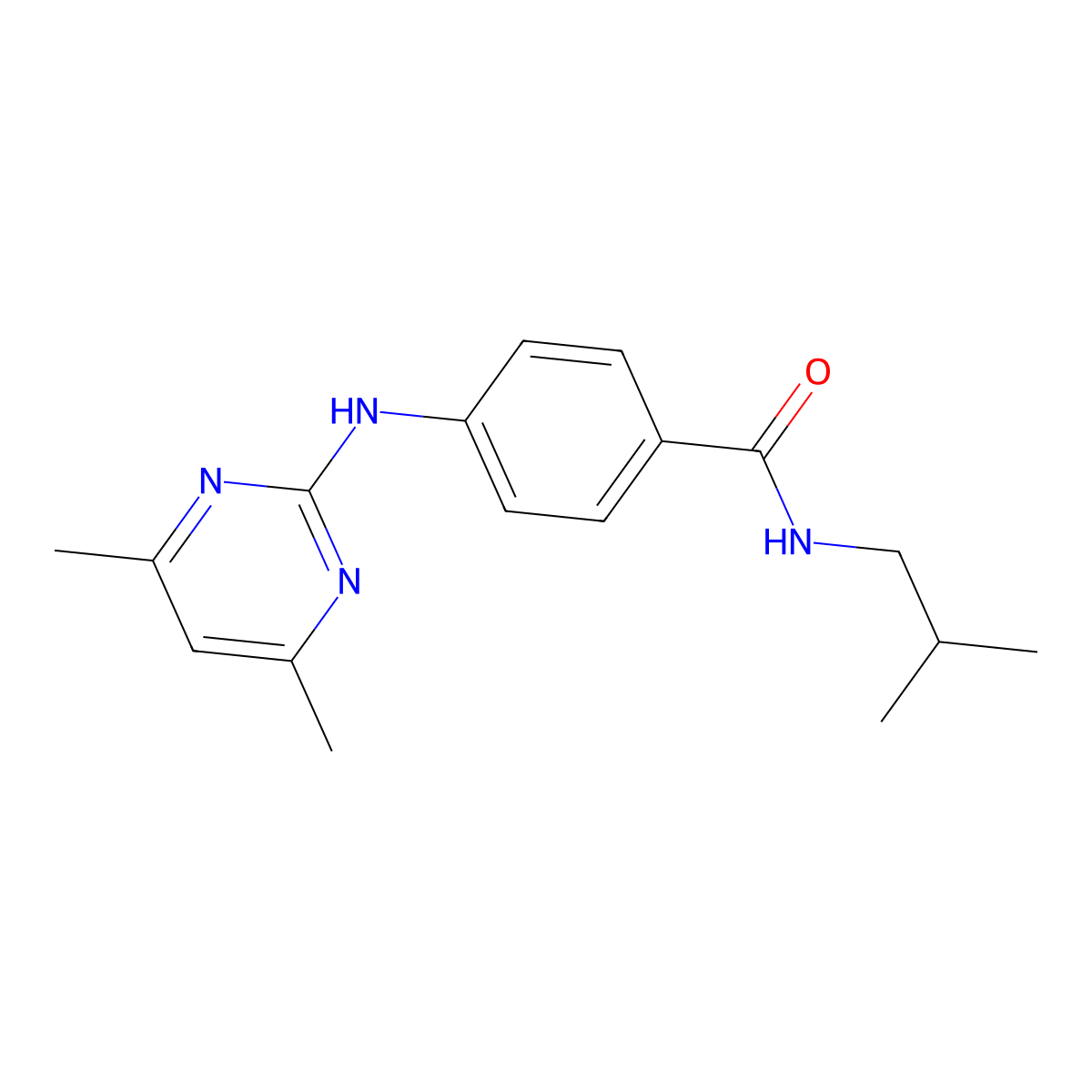 4-((4,6-dimethylpyrimidin-2-yl)amino)-N-isobutylbenzamide molecular structure, CAS 1435990-06-9