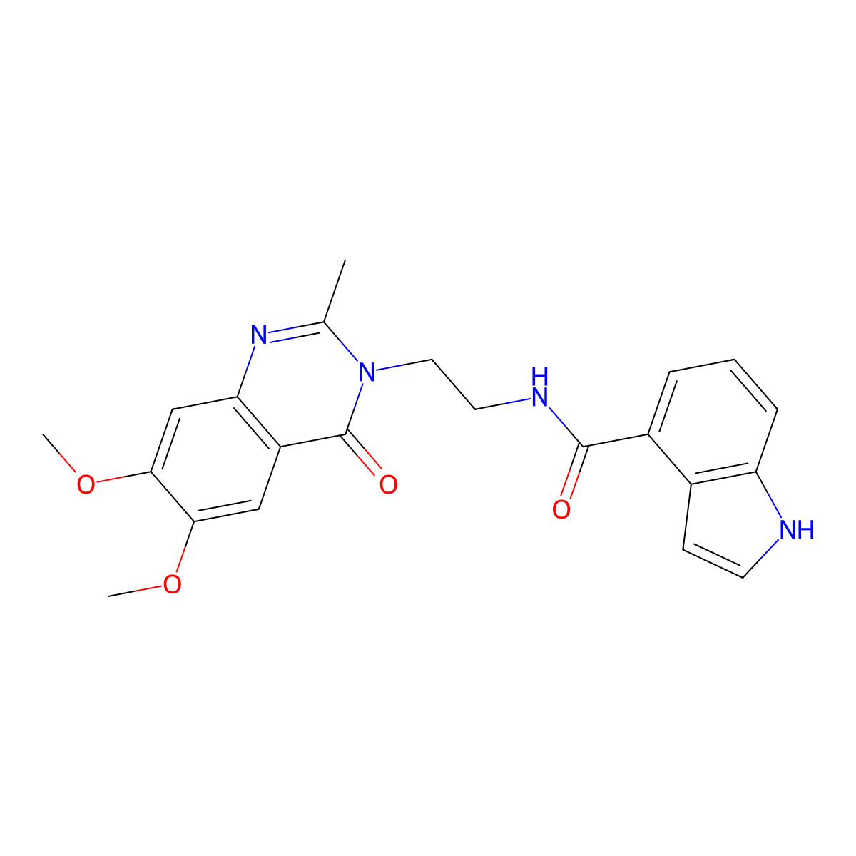N-[2-(6,7-dimethoxy-2-methyl-4-oxoquinazolin-3(4H)-yl)ethyl]-1H-indole-4-carboxamide molecular structure, CAS 1435990-25-2