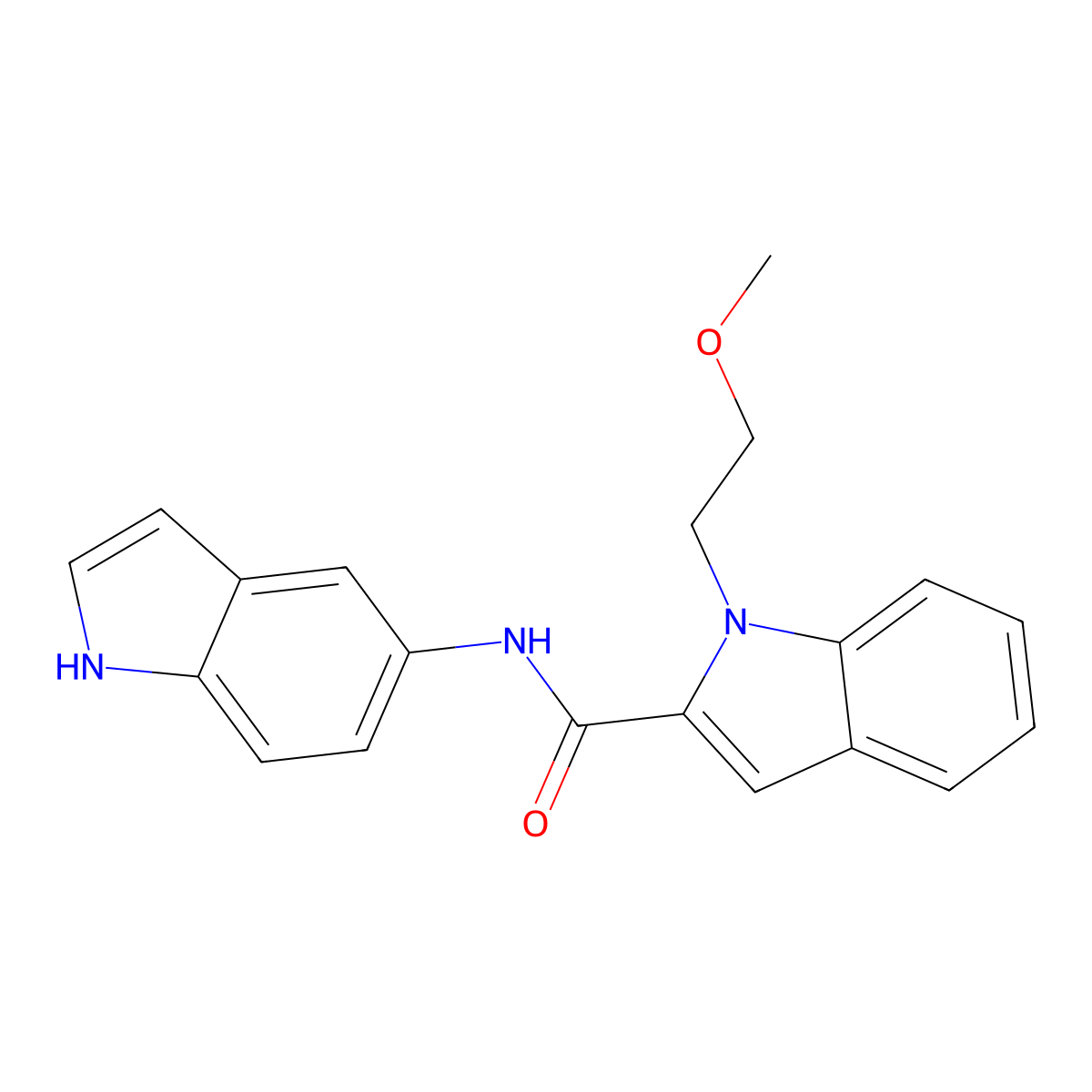 N-(1H-indol-5-yl)-1-(2-methoxyethyl)-1H-indole-2-carboxamide molecular structure, CAS 1435990-28-5