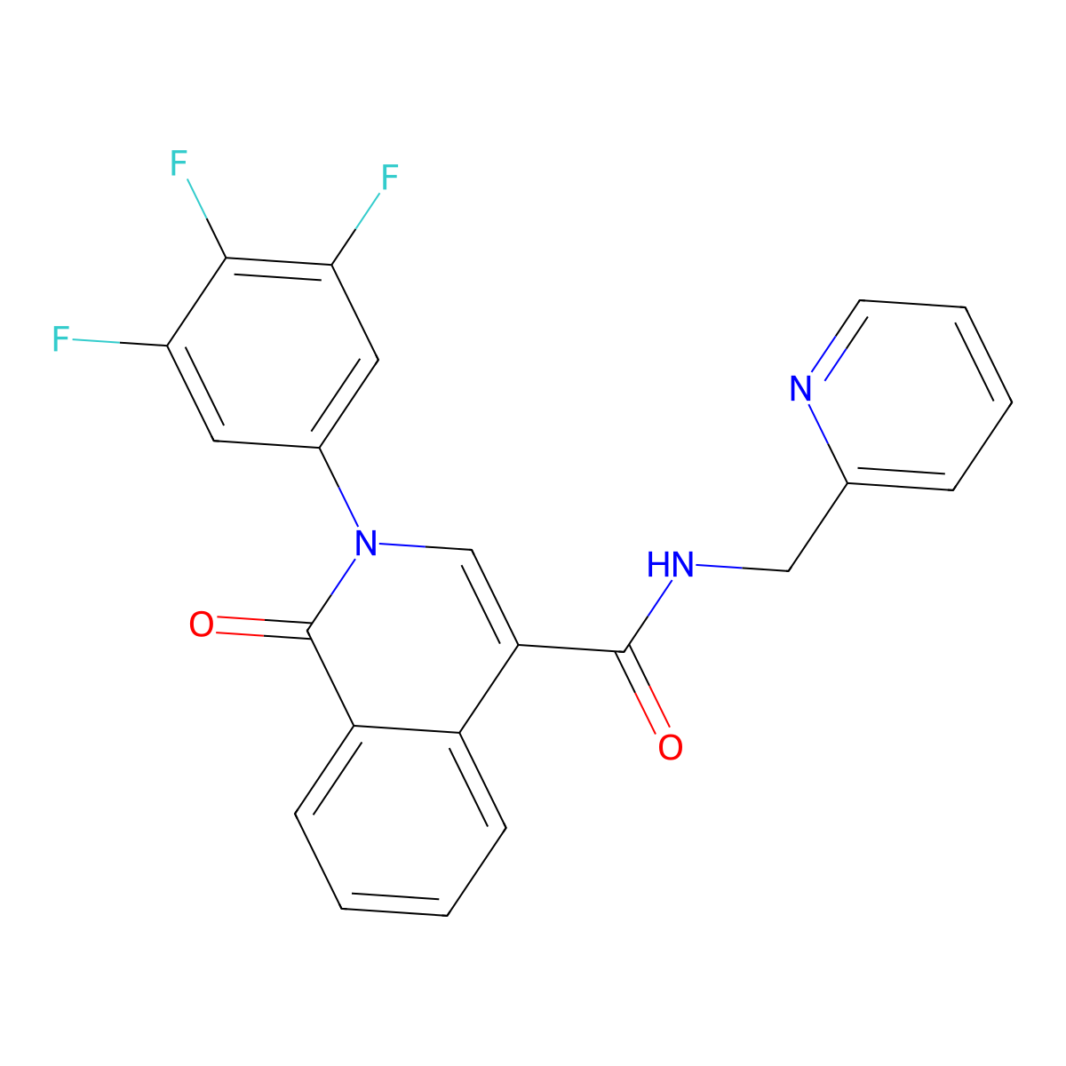 1-oxo-N-(pyridin-2-ylmethyl)-2-(3,4,5-trifluorophenyl)-1,2-dihydroisoquinoline-4-carboxamide molecular structure, CAS 1435990-41-2